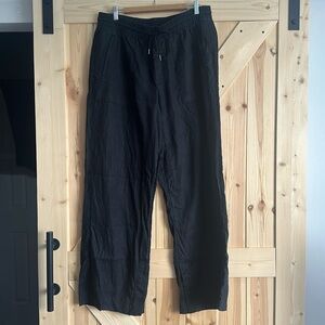 Athleta Retreat Linen Wide Leg Pants - Black Large Tall